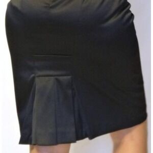 Alex Marie Mini Skirt Plus Size 22W Black Satin Pencil Kick Pleat Formal Party‎